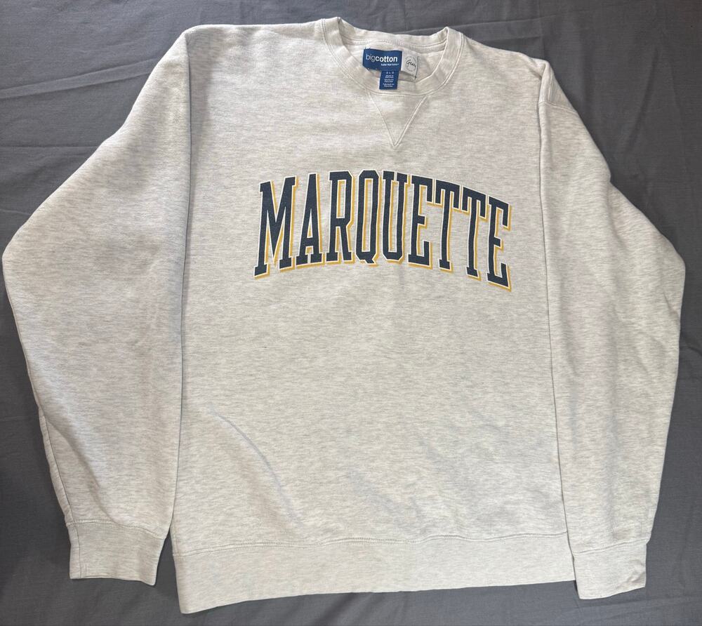 Men’s Large Marquette University Pullover Sweatshirt White/Gray